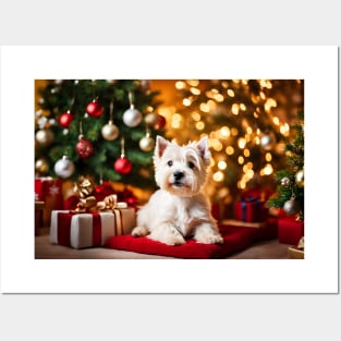 Christmas West Highland White Terrier Posters and Art